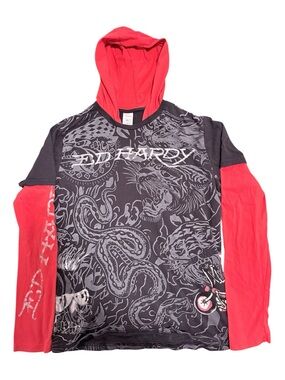 Y2K Vintage 00’s Ed Hardy Kids Hooded Long Sleeve